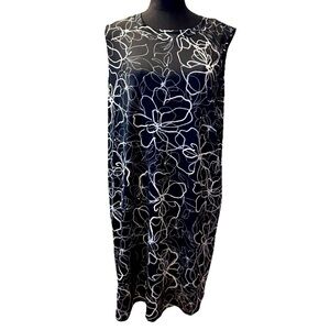 Apt. 9 Women's Floral Sleeveless Black & White Dress, Side Pockets, Size XXL NWT